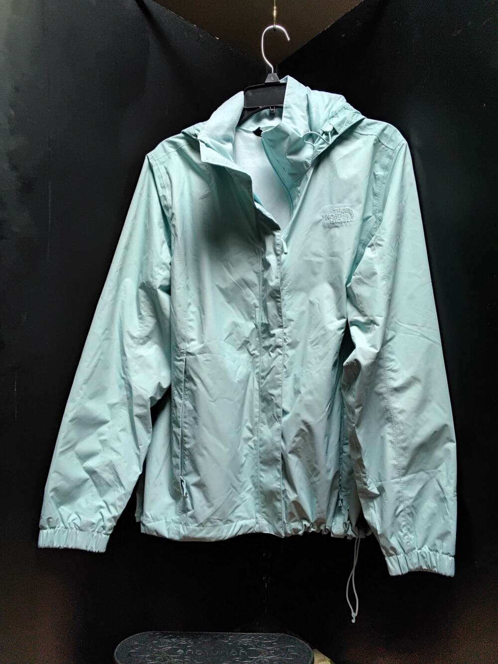 The North Face Women's XL/TG Teal Aqua Wind Breaker Rain Jacket Hooded